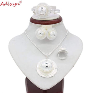 Planet Gates Necklace/Pendant/Earrings/Ring/Bangle Jewelry sets Silver Color Habesha African Wedding Gifts N06155
