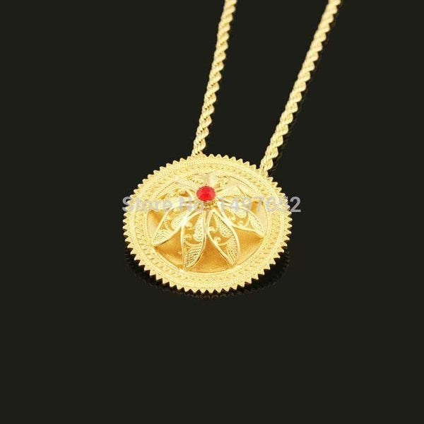 Planet Gates Necklace Pendants/Earrings/Ring Set  Gold Filled Plated Habesha Jewelry African Bridal Jewelry Sets