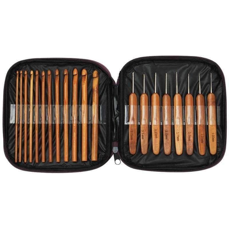 Planet Gates Needles Crochet Hooks Circular + Wood Bamboo Knitting Needles Tools Pins W/ Case for Yarn DIY Crafts Kit Set