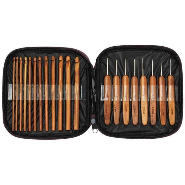 Planet Gates Needles Crochet Hooks Circular + Wood Bamboo Knitting Needles Tools Pins W/ Case for Yarn DIY Crafts Kit Set