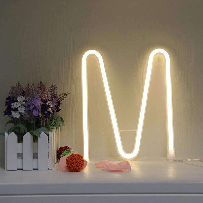 Planet Gates Neon Alphabet M Lamp 26 Letters  LED Night Light For Birthday Wedding Party Bedroom Wall Hanging Decor