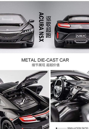 Planet Gates New 1:32 Acura NSX Alloy Sports Car Model Diecast & Toy Vehicles Metal Super Car Model Simulation Sound Light Childrens Toy Gift