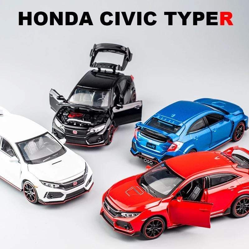 Planet Gates New 1:32 Honda Civic Type R Car Model Alloy Racing Sound And Light Toy Car Simulation Car Model Decoration Boy Gift Collection