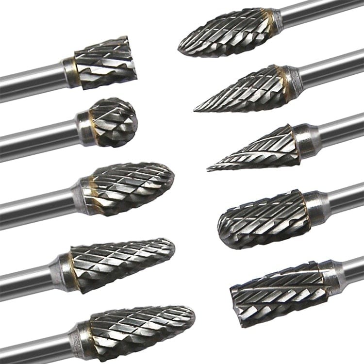 Planet Gates New 10pc 1/8" Shank Tungsten Carbide Milling Cutter Rotary Tool Burr Double Diamond Cut Rotary Dremel Tools Electric Grinding