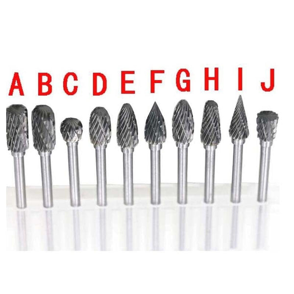 Planet Gates New 10pc 1/8" Shank Tungsten Carbide Milling Cutter Rotary Tool Burr Double Diamond Cut Rotary Dremel Tools Electric Grinding