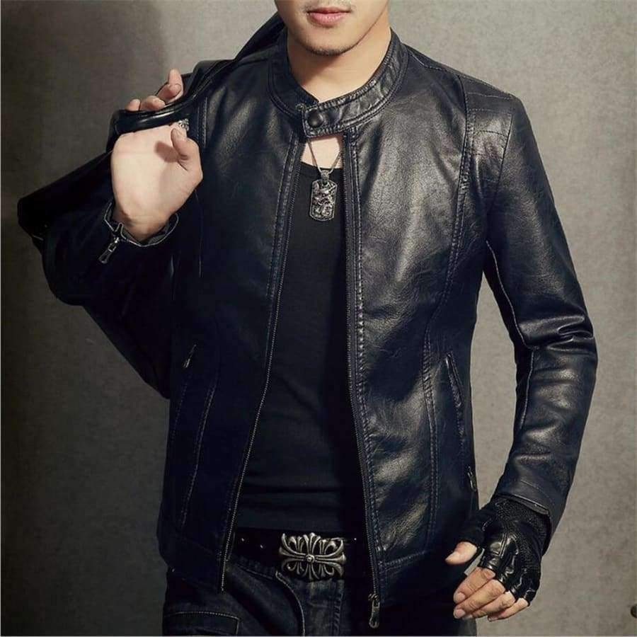 Planet Gates New 2018 Winter Motorcycle Bomber Leather Jacket Men's Autumn Casual Business Slim Biker Faux Leather Jacket Men Outwear Coat