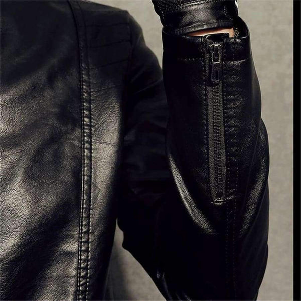 Planet Gates New 2018 Winter Motorcycle Bomber Leather Jacket Men's Autumn Casual Business Slim Biker Faux Leather Jacket Men Outwear Coat