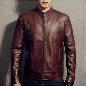 Planet Gates New 2018 Winter Motorcycle Bomber Leather Jacket Men's Autumn Casual Business Slim Biker Faux Leather Jacket Men Outwear Coat