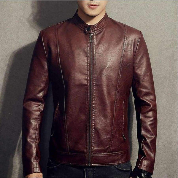 Planet Gates New 2018 Winter Motorcycle Bomber Leather Jacket Men's Autumn Casual Business Slim Biker Faux Leather Jacket Men Outwear Coat