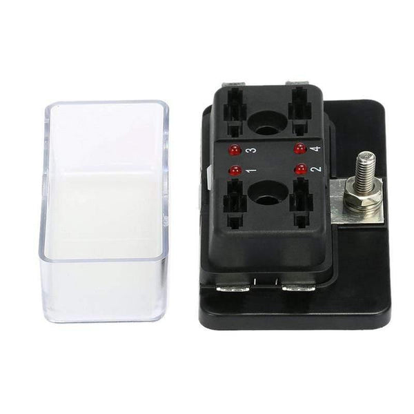 New 4 Way Fuse Box Blade Fuse Holder Box LED Indicator Automotive Fuse Block Box Block 6V-32V Fuse Seat Refitting