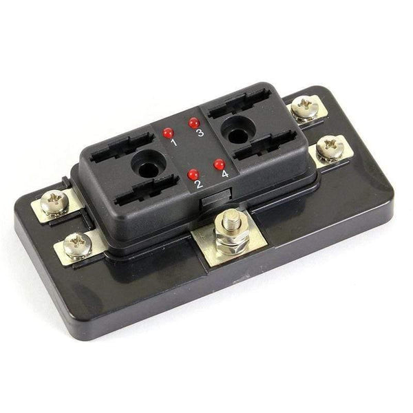 New 4 Way Fuse Box Blade Fuse Holder Box LED Indicator Automotive Fuse Block Box Block 6V-32V Fuse Seat Refitting
