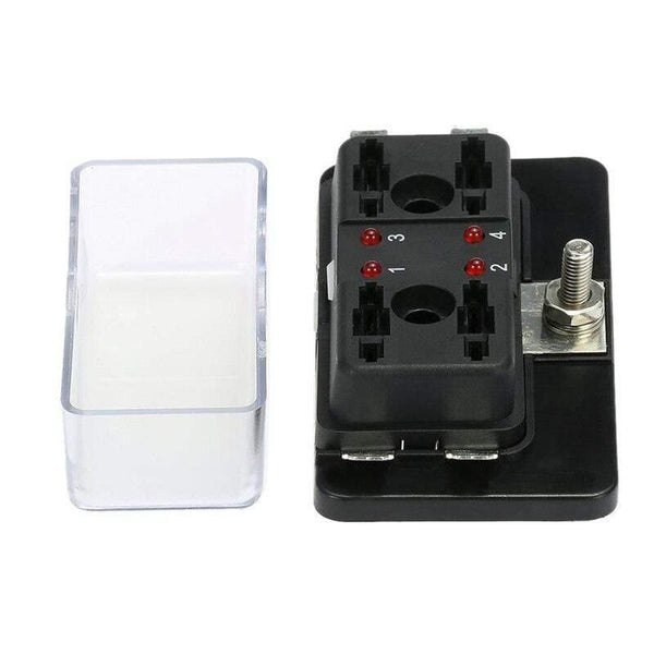 New 4 Way Fuse Box Blade Fuse Holder Box LED Indicator Automotive Fuse Block Box Block 6V-32V Fuse Seat Refitting