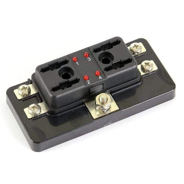 New 4 Way Fuse Box Blade Fuse Holder Box LED Indicator Automotive Fuse Block Box Block 6V-32V Fuse Seat Refitting