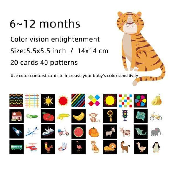 Planet Gates New 6-12 Montessori Baby Toys Black White Flash Cards High Contrast Visual Stimulation Learning Activity Flashcards Baby Gifts C0642H