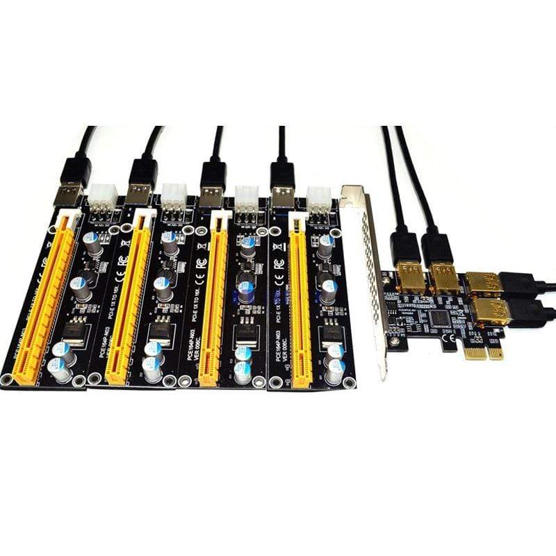 Planet Gates NEW add in card PCIe 1 to 4 PCI express 16X slots Riser Card PCI-E 1X to 4 PCI-e slot Adapter USB 3.0 Port Multiplier for Mining