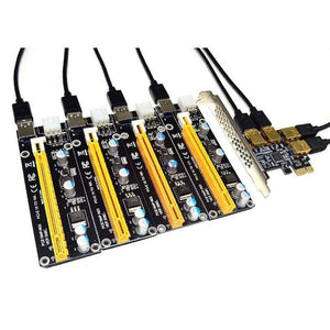 Planet Gates NEW add in card PCIe 1 to 4 PCI express 16X slots Riser Card PCI-E 1X to 4 PCI-e slot Adapter USB 3.0 Port Multiplier for Mining