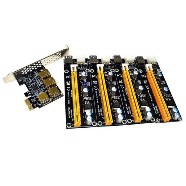 Planet Gates NEW add in card PCIe 1 to 4 PCI express 16X slots Riser Card PCI-E 1X to 4 PCI-e slot Adapter USB 3.0 Port Multiplier for Mining