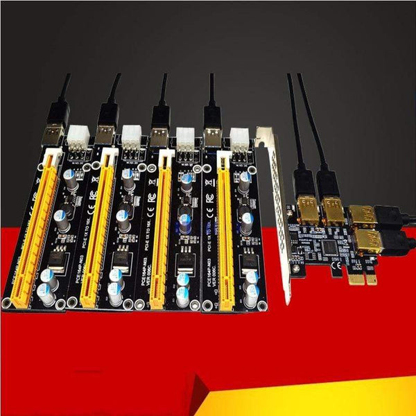 Planet Gates NEW add in card PCIe 1 to 4 PCI express 16X slots Riser Card PCI-E 1X to 4 PCI-e slot Adapter USB 3.0 Port Multiplier for Mining