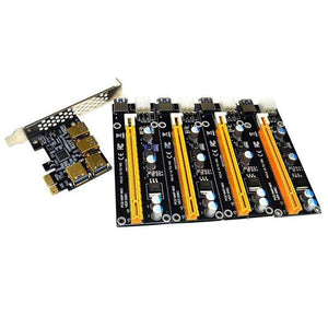 Planet Gates NEW add in card PCIe 1 to 4 PCI express 16X slots Riser Card PCI-E 1X to 4 PCI-e slot Adapter USB 3.0 Port Multiplier for Mining