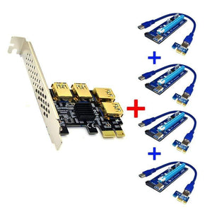 Planet Gates NEW add in card PCIe 1 to 4 PCI express 16X slots Riser Card PCI-E 1X to 4 PCI-e slot Adapter USB 3.0 Port Multiplier for Mining