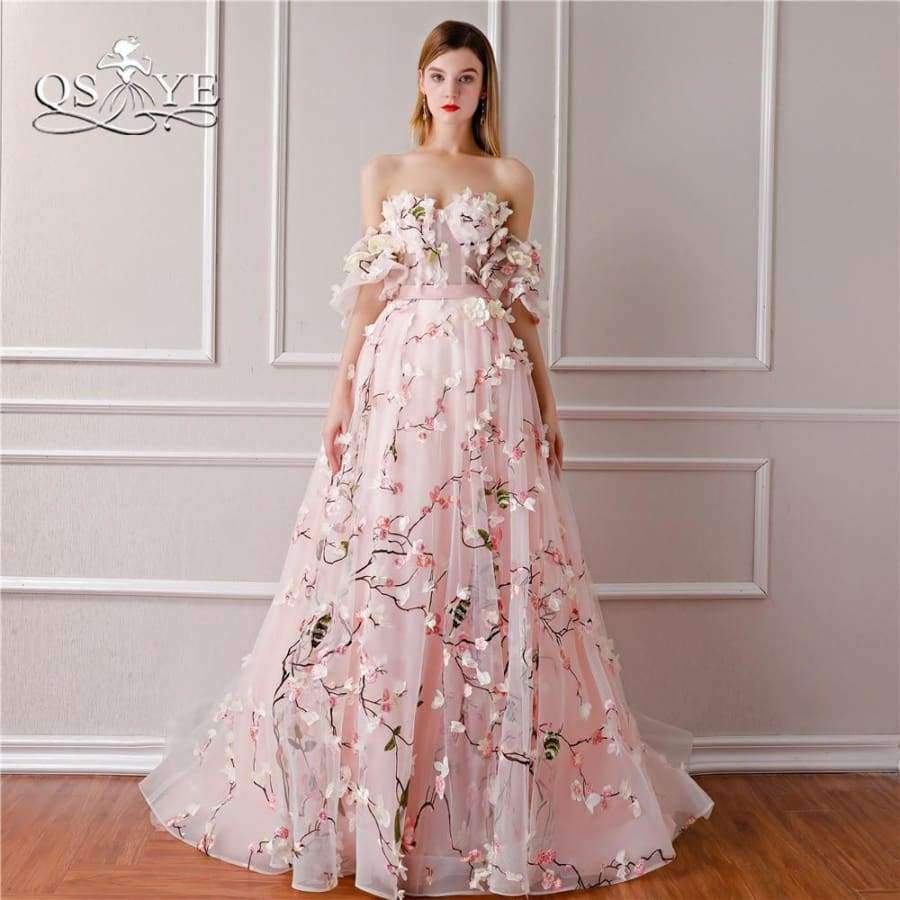 Planet Gates New Arrival 3D Floral Flower Formal Evening Dresses Sweetheart Lace Sweep Train Vintage Prom Dress Party Gown