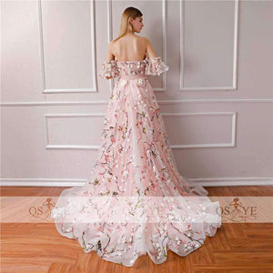 Planet Gates New Arrival 3D Floral Flower Formal Evening Dresses Sweetheart Lace Sweep Train Vintage Prom Dress Party Gown