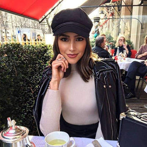 Planet Gates New Arrival Black Lace Embroidery Captain Hat Casual Rope Flat Cap Women Clothing Accessories Autumn Winter Cool Girls Beret Hat