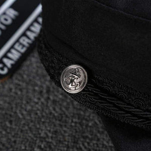 Planet Gates New Arrival Black Lace Embroidery Captain Hat Casual Rope Flat Cap Women Clothing Accessories Autumn Winter Cool Girls Beret Hat