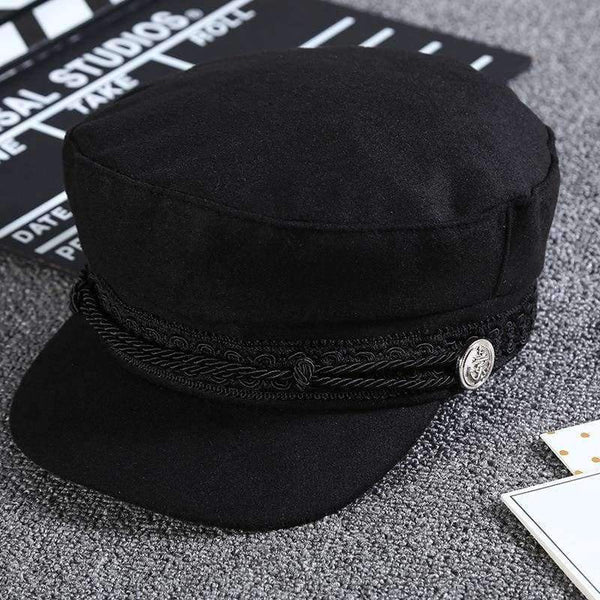 Planet Gates New Arrival Black Lace Embroidery Captain Hat Casual Rope Flat Cap Women Clothing Accessories Autumn Winter Cool Girls Beret Hat