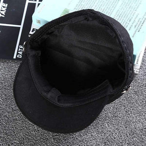 Planet Gates New Arrival Black Lace Embroidery Captain Hat Casual Rope Flat Cap Women Clothing Accessories Autumn Winter Cool Girls Beret Hat