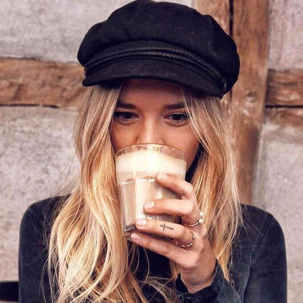 Planet Gates New Arrival Black Lace Embroidery Captain Hat Casual Rope Flat Cap Women Clothing Accessories Autumn Winter Cool Girls Beret Hat