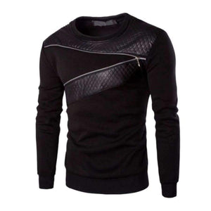 Planet Gates New Arrival Leather Patchwork Hoodies Men Zipper Decoration Male Pullover Casual Sweatshirt Men Hoodie Plus Size 4XL 5XL