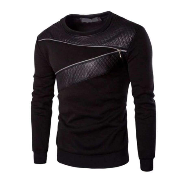 Planet Gates New Arrival Leather Patchwork Hoodies Men Zipper Decoration Male Pullover Casual Sweatshirt Men Hoodie Plus Size 4XL 5XL