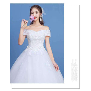Planet Gates New Arrival Mrs Win Applicue Wedding Dress Lace Boat Neck Sweep Brush Train Bridal Gown lace Up Cap Sleeve Frock Dress