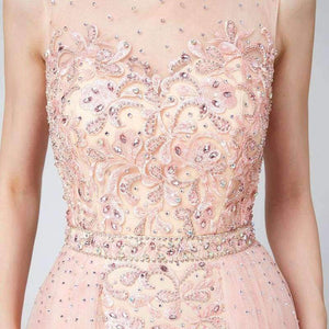 Planet Gates New Arrivals Long Elegant Luxury Blush Evening Dresses Tulle Beading Prom Gowns Actual Images LSX576