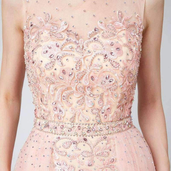 Planet Gates New Arrivals Long Elegant Luxury Blush Evening Dresses Tulle Beading Prom Gowns Actual Images LSX576