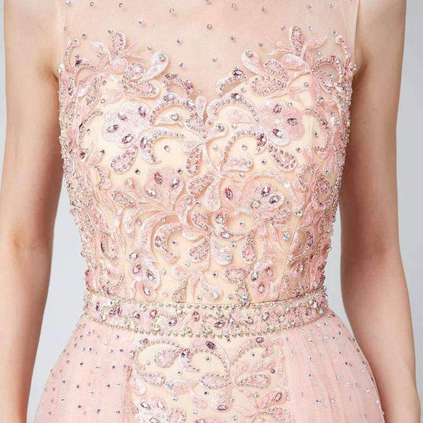 Planet Gates New Arrivals Long Elegant Luxury Blush Evening Dresses Tulle Beading Prom Gowns Actual Images LSX576