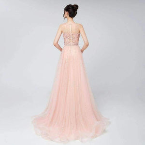 Planet Gates New Arrivals Long Elegant Luxury Blush Evening Dresses Tulle Beading Prom Gowns Actual Images LSX576