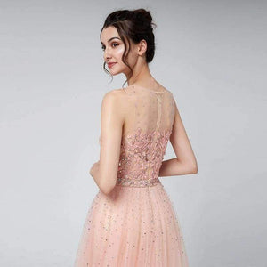 Planet Gates New Arrivals Long Elegant Luxury Blush Evening Dresses Tulle Beading Prom Gowns Actual Images LSX576