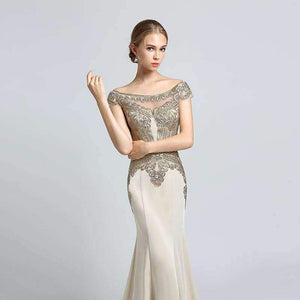 Planet Gates New Arrivals  Luxury Elegant Long Mermaid Evening Dresses Satin Party Gowns Formal Real Photos LSX401