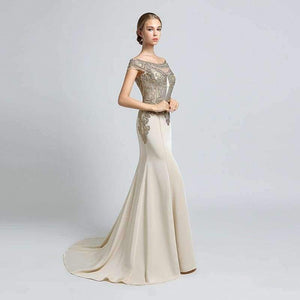 Planet Gates New Arrivals  Luxury Elegant Long Mermaid Evening Dresses Satin Party Gowns Formal Real Photos LSX401