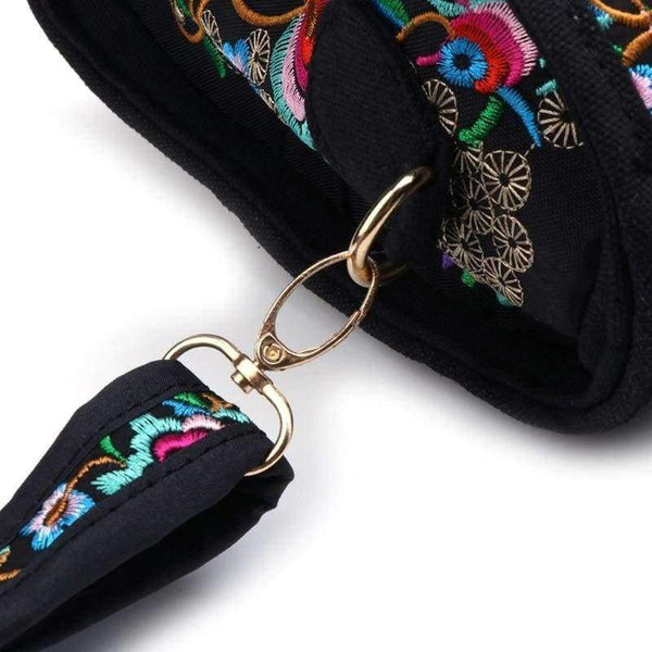 Planet Gates New Arrive Women Floral Embroidered Handbag Ethnic Boho Canvas Shopping Tote Zipper Bag