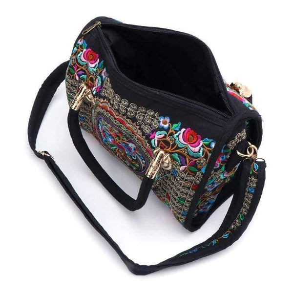Planet Gates New Arrive Women Floral Embroidered Handbag Ethnic Boho Canvas Shopping Tote Zipper Bag
