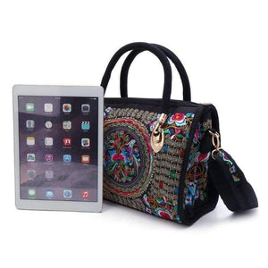 Planet Gates New Arrive Women Floral Embroidered Handbag Ethnic Boho Canvas Shopping Tote Zipper Bag