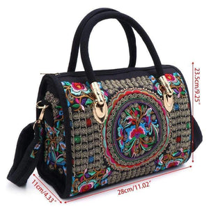 Planet Gates New Arrive Women Floral Embroidered Handbag Ethnic Boho Canvas Shopping Tote Zipper Bag