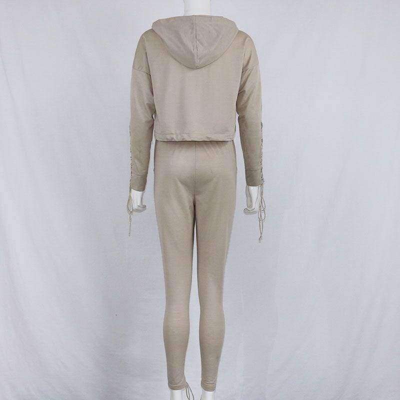 Planet Gates New Autumn Winter Two Pieces Set Women Workout Long Sleeve Suit Cotton Women Tracksuit Crop Top And Pants Set Lady