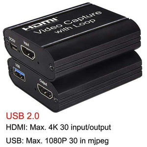 Planet Gates NEW Black 4K 60HZ USB 3.0 Loop Out Audio Video Capture Card 1080P 60fps HDMI Video Grabber Box for PS4 Game Camera Recorder Live Streaming