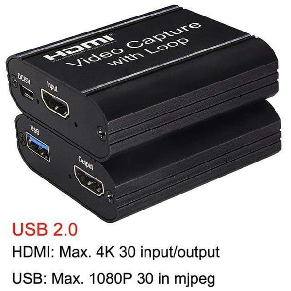 Planet Gates NEW Black 4K 60HZ USB 3.0 Loop Out Audio Video Capture Card 1080P 60fps HDMI Video Grabber Box for PS4 Game Camera Recorder Live Streaming
