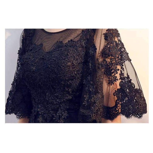 Planet Gates New Black Cocktail Dresses Above Knee Lace Butterfly Half Sleeve Elegant cocktail Party Gown Vestidos De Novia