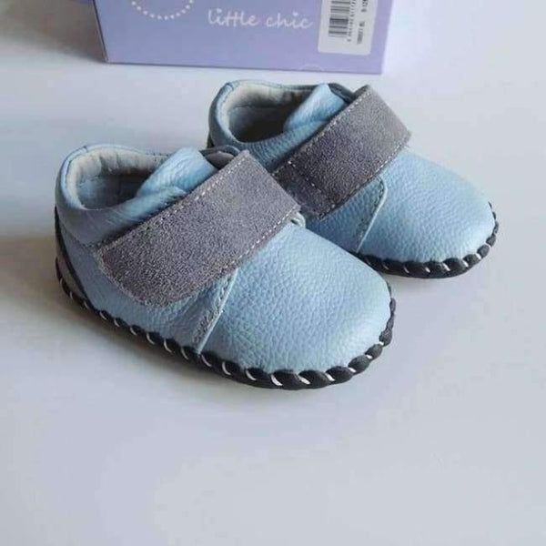 Planet Gates new blue 1 / 1.5 Genuine Leather Shoes Indoor Baby Shoes Boys Girls Soft Anti-skid Toddler Shoes Fashion Light Blue First Walkers